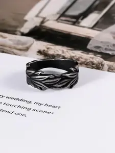 Vintage Leaf Design Stainless Steel Ring, Fashion Accessories for Men, Elegant Fashion Rings, Trendy All-match & Exquisite Jewelry for Birthday Gift