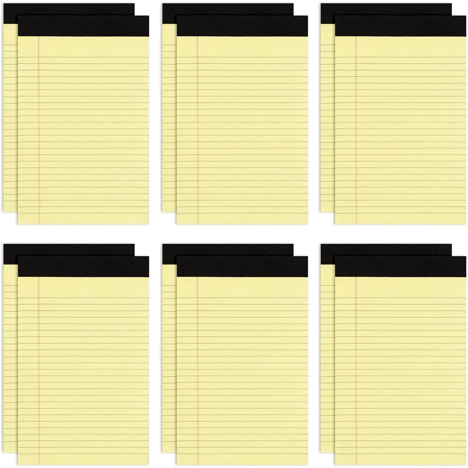 12 Pack Yellow Note Pads 5x8, Small Legal Pads 5x8 Yellow for Office, Perforated College Ruled Writing Pads - 30 Sheets Small Notepad