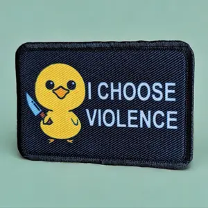 Cute I choose violence duckling meme 2"x3" morale patch with hook and loop backing funny Cute I choose violence duckling meme 2"x3" morale patch with hook and loop backing funny