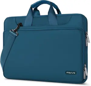 360° Protective Laptop Shoulder Bag – Teal Green Sleeve with Belt, Fits MacBook Air 15" (M4/M3/M2), Pro 16", 15–15.6" Notebooks