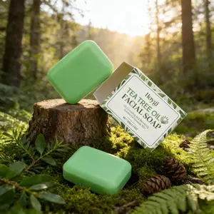 Tea Tree Oil Foam Cleansing Soap - 100g Mint-Infused Facial Wash Cleanser for Normal Skin, Mild Oil-Control Skincare Bar, Gentle Formula Prevents Tightness, Leaves Complexion Refreshed