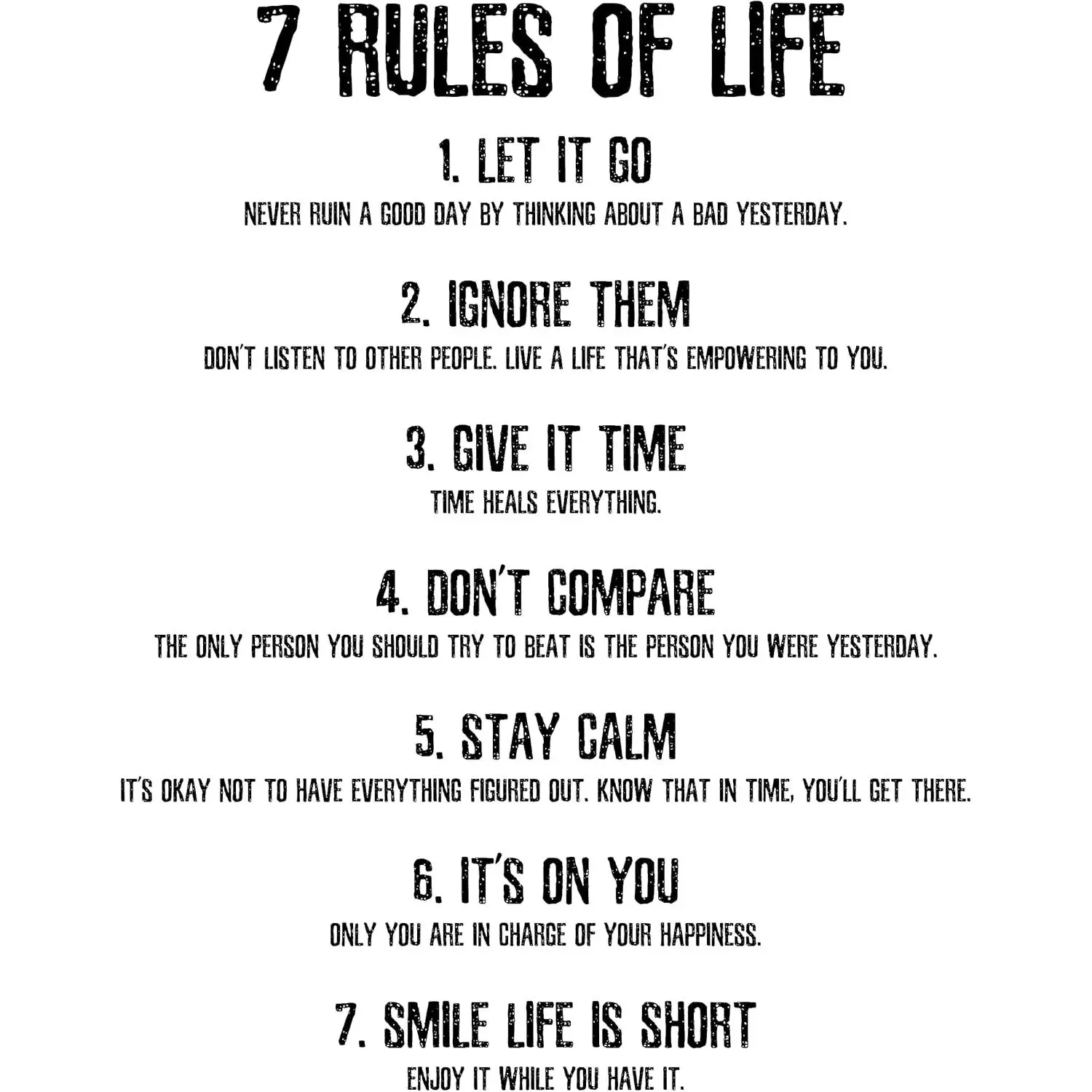 Inspirational Quotes Large Removable Motivational Vinyl Wall Stickers 7 Rules of Life Positive Word Sayings Spiritual Decor for Office Living Room Classroom Bathroom