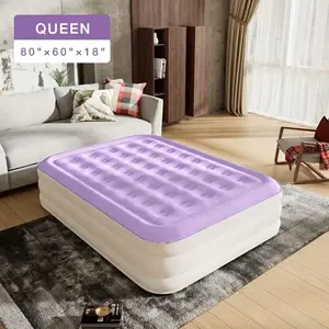 18-Inch Inflatable Air Mattress with Built-In Pump, Double Height, Non-Slip Bottom, Velveteen Top, Single & Double Sizes, Portable for Home, Camping, Travel, Patio, Beach