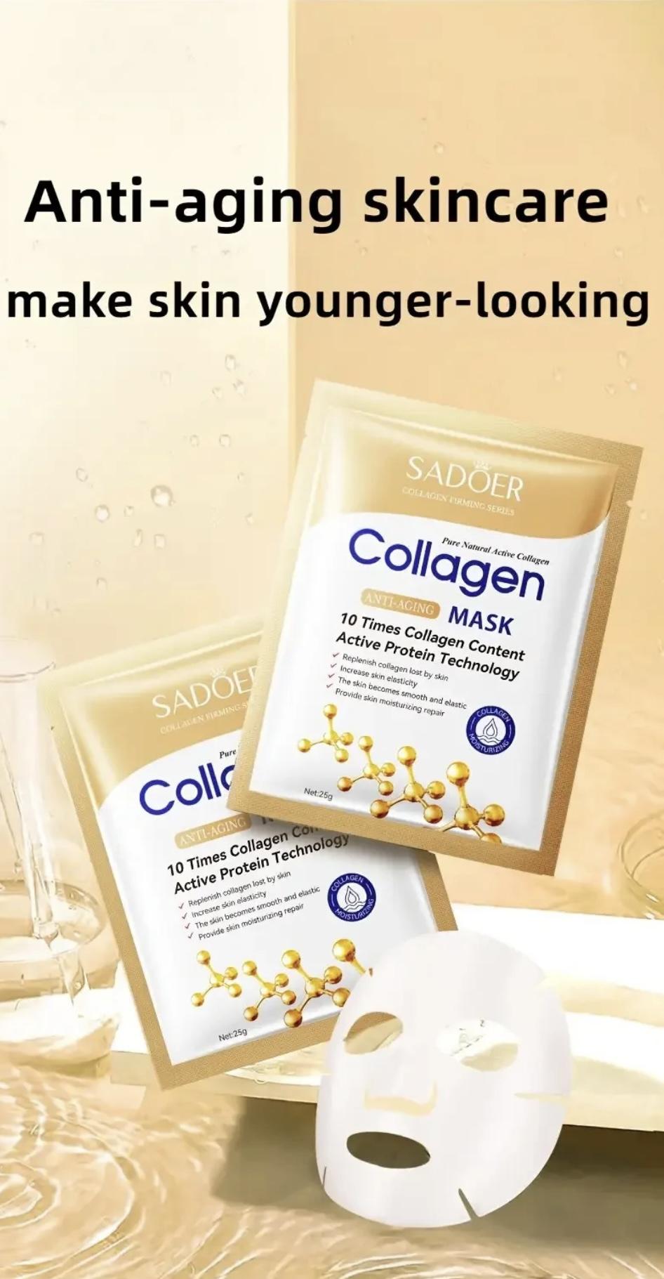 10pcs collagen facial mask, deep moisturizing skin, firming skin, gift for girls, It is suitable for daily facial care. It is portable for travel and a perfect skin care gift