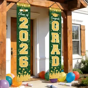 Graduation Party Banner, Bachelor Cap Design, Polyester Material, Ideal for High School Graduation, Classroom, Yard, Garage, Home Wall Decor