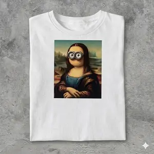 Minion Mona Lisa Parody T-Shirt Funny Graphic Tee #Tshirt