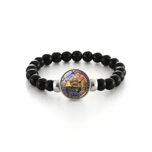 U.S. 250th Anniversary Commemorative Beaded Bracelet — Black Wristband & Bead Strand Jewelry Gift