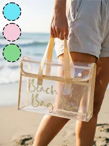 Large transparent PVC document folder with beach coconut print. Multi-compartment design fits tablets, A4 papers and books. Durable see-through case for school and office organization, perfect for daily use and holiday gifting.