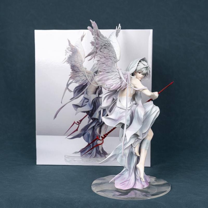 Anime Figure Angel Kaworu Nagisa Wings GK Statue 17th Apostle Longinus Spear Action Figure Collectible Model Toy 32cm Height for Otaku Fans Gift