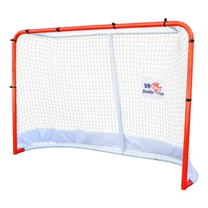 DOUBLE FISH Premium Steel Street Hockey Goal Set - 72"x48", Indoor/Outdoor, Durable & Portable with Reinforced Net And Easy Assembly