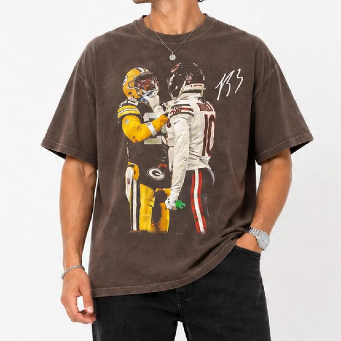 Jayden Reed Washed Shirt, Green Bay Graphic Tee, Vintage Rivalry T-Shirt, Jayden Reed vs Caleb Williams Shirt, Packer Football Fan Gift, Game Day Tee, Fresh Styles, Updated for Today, Simple Look, Easy to Match