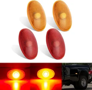 Nilight Fender Side Marker Lights 4 PCS Red Amber Front Rear Clearance Light Compatible with Ford 1999-2010 F350 F450 F550 Super Duty Dual Wheeler Trucks