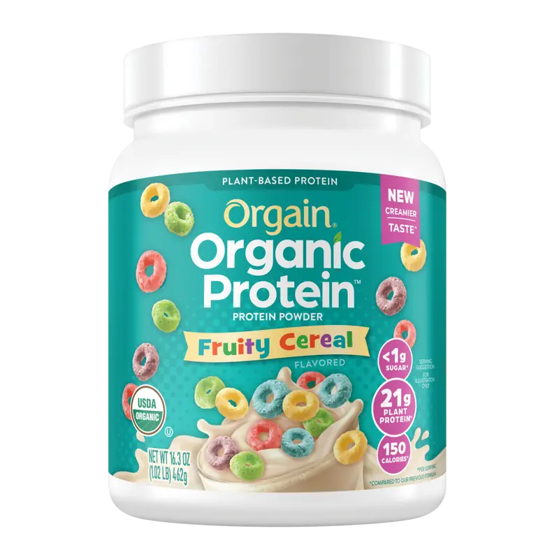 Orgain Organic Plant-Based Protein Powder - Fruity Cereal | 21g Protein, 8g Prebiotic Fiber, Vegan, Gluten-Free