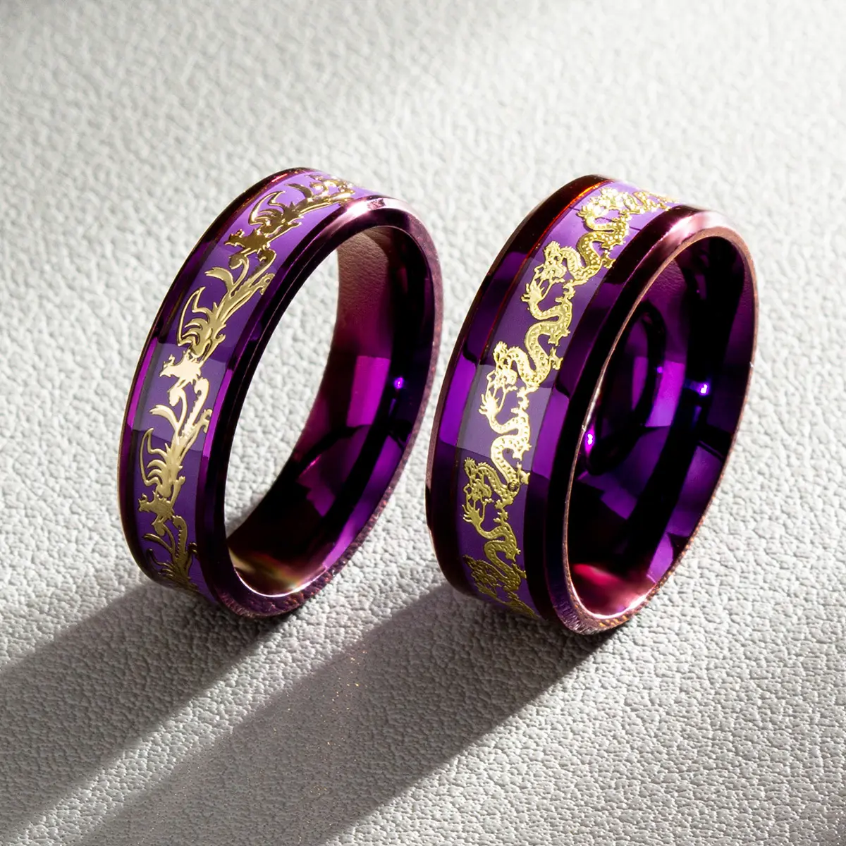 Oriental Lucky Dragon Phoenix Matching Couple Dragon Rings, Elegant Daily Fashion Costume Jewelry Accessory