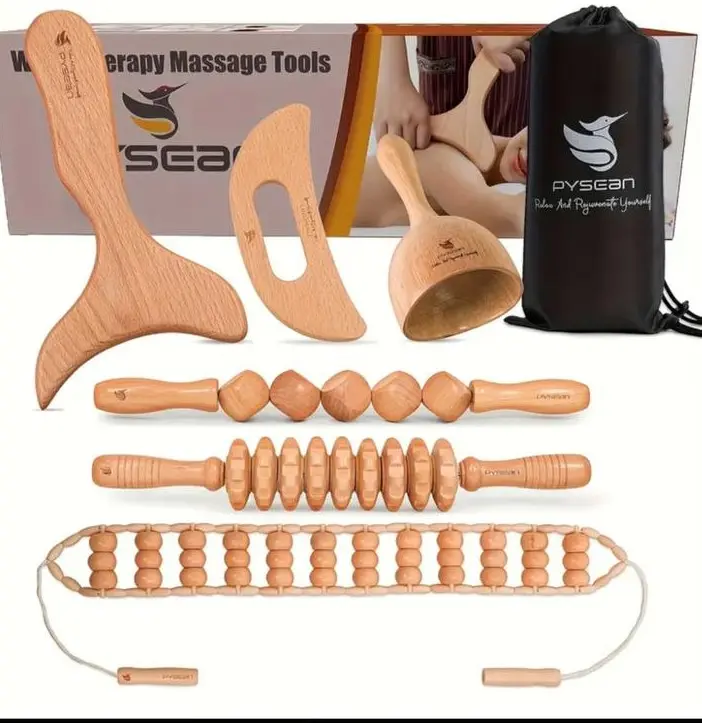 6-in-1 Lightweight Wooden Muscle Therapy Set, Soothing Manual Massage Tools for Body Care, Relaxation & Self-Care, Stress & Mood Manual Massage Tools, 6 Piece In A Box, Fatigue Relief