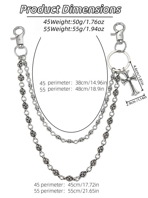 Punk Rock Metal Waist Chain, Unisex Hip Hop Jewelry Gift Pendant, Large Ring Wallet Keychain, Denim Jeans Accessory