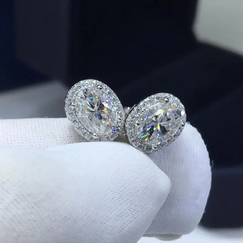 1pair/2pcs 1ct Oval Birthday Gift To Lover Anniversary Christmas New Year Gift Ear Hook Earrings Statement Earrings Ear Clip Hoop Earrings Valentine's Day Gift