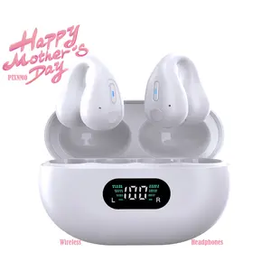 Mother's Day Wireless Earbuds with LED power screen display, Bluetooth Bone Conduction Earphones Long Lasting Headset with Wireless Digital Charging Case & Built-in Stereo Mic for Android iOS