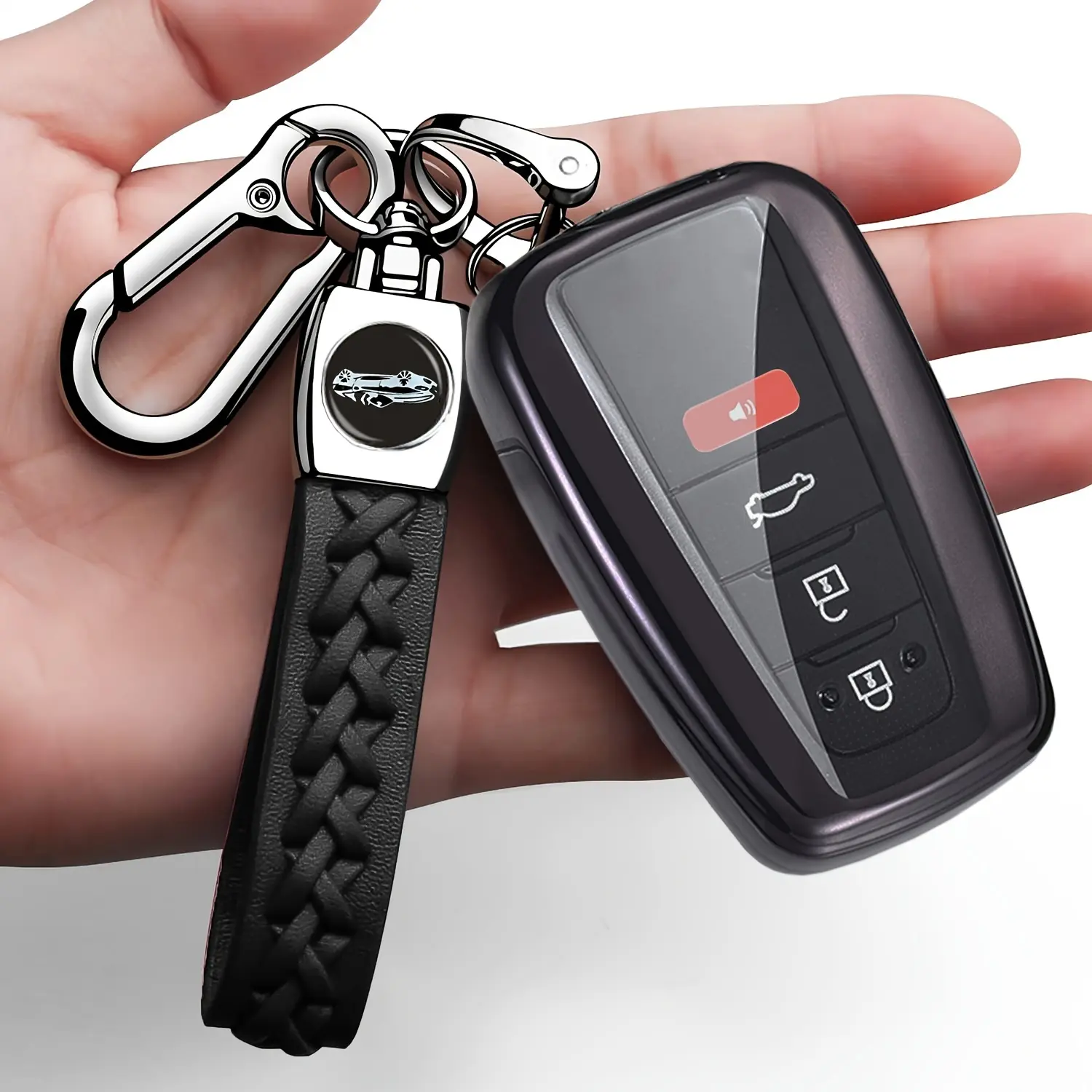 For Toyota Remote Control Key Cover TPU 360 Degree Case with Keychain for 2018-2022 for Camry for RAV4 for Highlander for Avalon for C- HR for Prius for Corolla for GT86 Smart Key