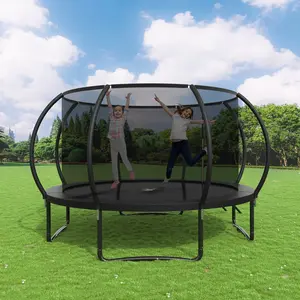 12FT Outdoor Recreational Trampoline for Kids and Adults ASTM Approved with Safety Enclosure Net Wide Ladder and Anti-Rust Coated Frame