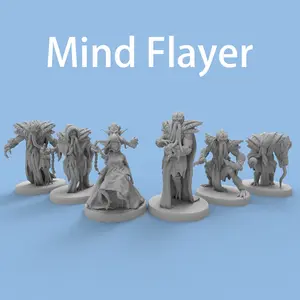 6 Pcs DND Mind Flayer Monster Miniature Models Statue 3D Printed Paintable Miniature for TRPG Halloween