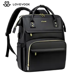 LOVEVOOK Vegan Leather Laptop Backpack with USB Port for Women -Spring Glow Up College, Business, Work, Teacher, Travel, School Backpack,TikTokShopStockUp