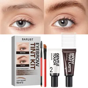 Gentle Touch Eyebrow Tint Kit, Semi Permanent Waterproof Brow Color Base & Developer Kit with Professional Brow Brushes