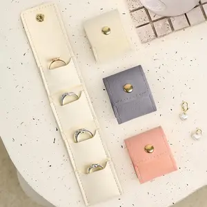 3PCS Mini Travel Jewelry Bag Portable Foldable Roll with Buckle for Earrings Rings Necklaces Compact Organizer Case Ideal for On-the-Go Storage Secure