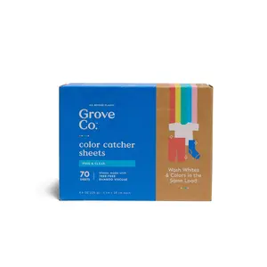 Grove Co. Color Catching Laundry Sheets - Tree-Free Bamboo Viscose Sheets for Dye Trapping - 70 Sheets - Wash Whites & Colors Together