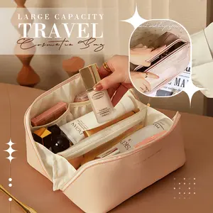 Cloud Soft Large Capacity Travel Cosmetic Bag in Premium PU Leather for Makeup Skincare Toiletries & Electronics 23.5 x 11 x 10.5 cm Water-Resistant & Durable