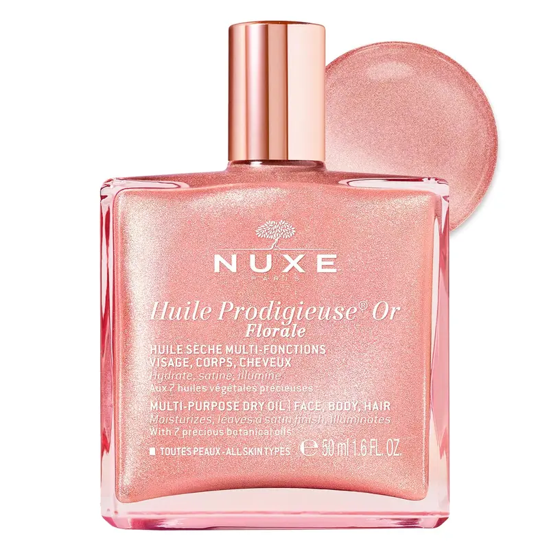 NUXE Floral Shimmer Body Oil, Floral Scented Dry Oil Moisturizer, Body Care