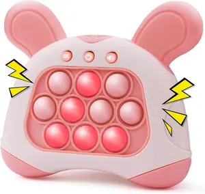 Fast Push Handheld Pop Light Up Game, Quick Puzzle Press Bubble Stress Poping Console Fidget Toys, Birthday Opening Season Fun Multiplayer Gifts for The WholeFamily Children Boys Girls Teens (Pink Rabbit)