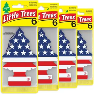 LITTLE TREES Car Air Freshener | Hanging Tree Provides Long Lasting Scent for Auto and Home | Vanilla Pride | Red White and Blue, 24 Air Fresheners