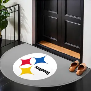 Nfl Pittsburgh Steelers Three-Color Star Logo Half-Round Mat, High-Density Flannel Non-Slip Decorative Rug for Sports Decor, Water Absorbent Fast-Drying Carpet for Bathroom and Home