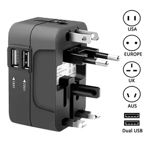 Universal Travel Plug Converter, (1pc) This converter supports UK, US, European and Japanese standards. Multi-Jack Outlet Global Travel AC Power Adapter, Type-C and USB Ports, Portable, Universal Plugs