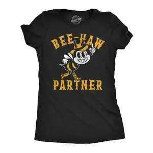 Womens Funny T Shirts Bee Haw Partner Sarcastic Bees Graphic Novelty Tee for Ladies Funny Womens T Shirts Cute Vintage Fashion Casual Ladies T-Shirt Gift Funny Sarcastic Top Women's Novelty Tees Black -