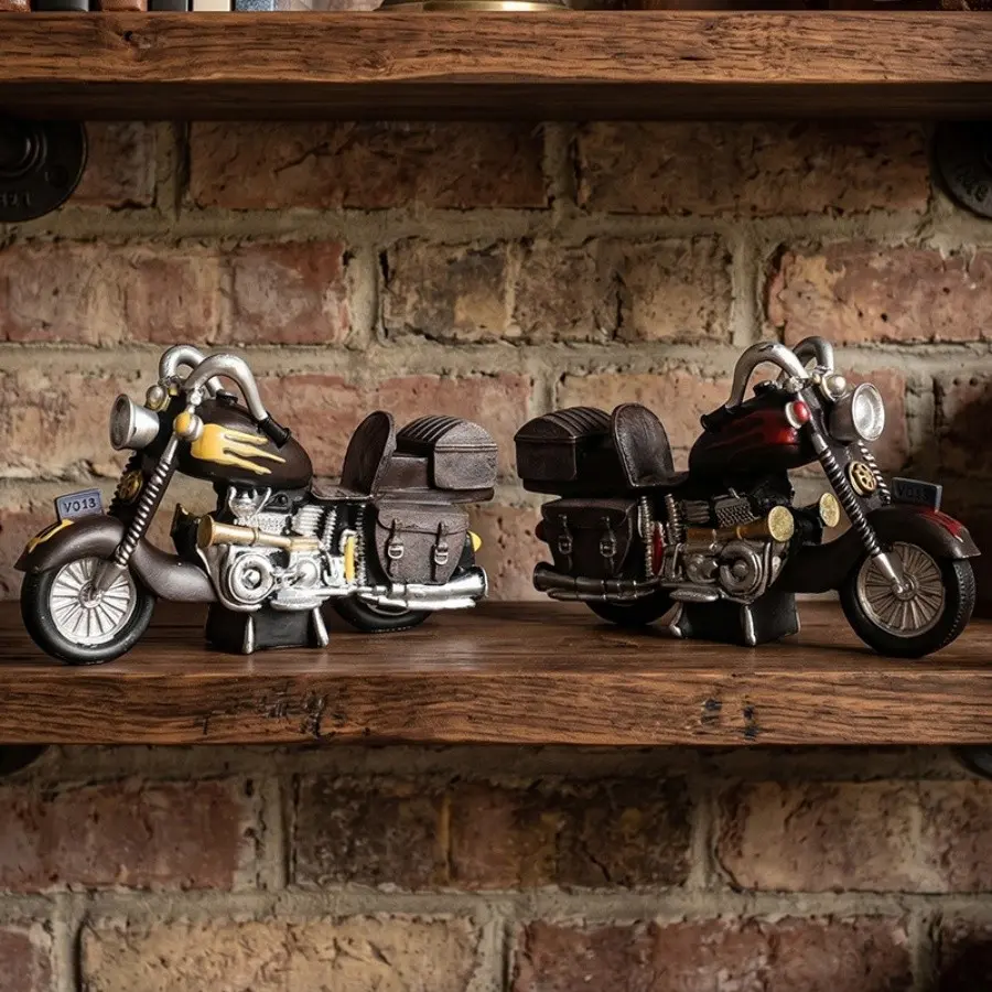 Vintage Motorcycle Home Decor, Retro TV Stand Ornament, Bar Shop Decoration, Living Room Accent Piece, Unique Wall Art