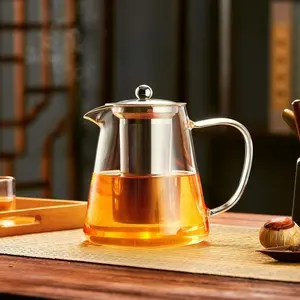 Glass Tea Pot, Teapot, 1 Count Heat Resistant Tea Making Tool with Filter, Tea Making Tool for Home Office Use, Kitchen Accessories, Glass Tea Kettle