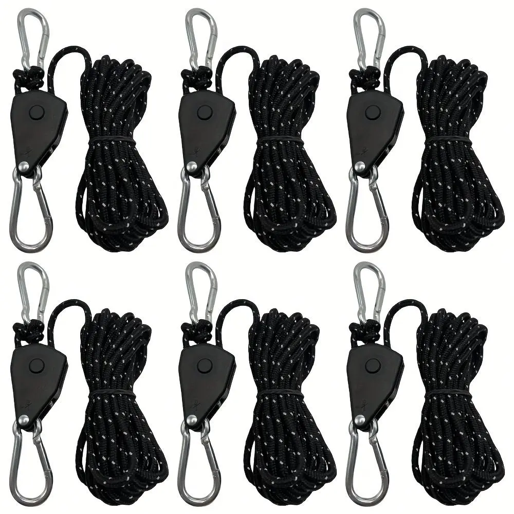 Camping Tent Rope, 6 Counts Tent Rope with Buckle, Windproof Rope for Tent, Canopy, Camping & Hiking Equipment, Outdoor Camping Equipment