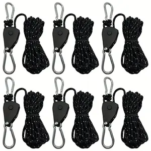 Camping Tent Rope, 6 Counts Tent Rope with Buckle, Heavy Duty Windproof Rope for Tent, Canopy, Camping & Hiking Equipment, Camping Supplies
