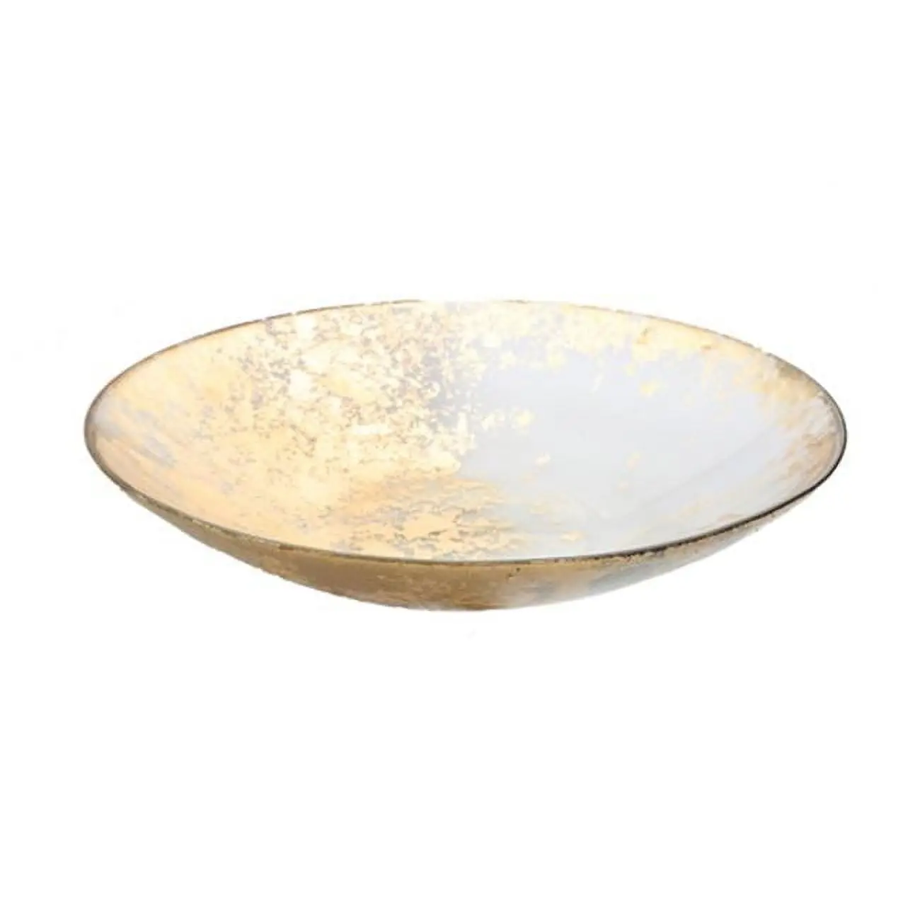 Classic Touch CB1067 Round Smoked Glass Bowl - Splashed Gold Design, 12 in. Length Casual Kitchen Tableware for Pasta, Celebrations, Room Decor, Glass Bowls Centerpiece, Gold Bowls