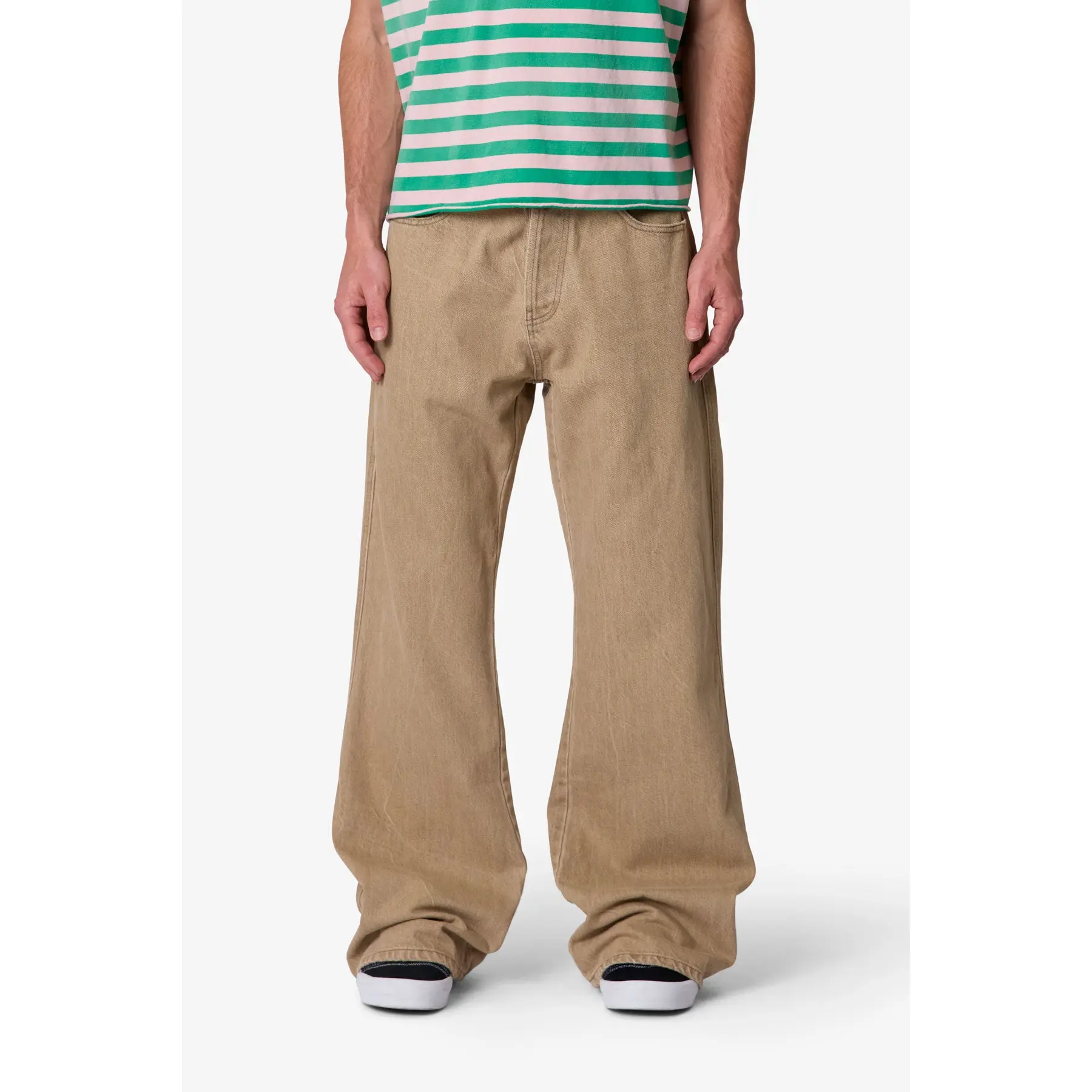 mnml Washed Kick Flare Denim - Khaki