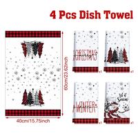 4pcs Christmas Dish Towels C