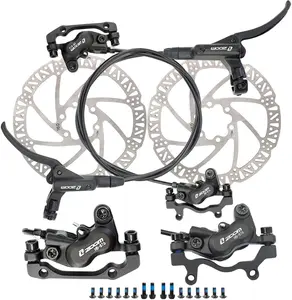 zoom HB876 4- Pre-Bled Hydraulic Disc  Set for Mountain ,  Disc  Kit with 160mm Rotors, Front and Rear Levers(PM Adapter Included) - Left-Front&Right-Rear