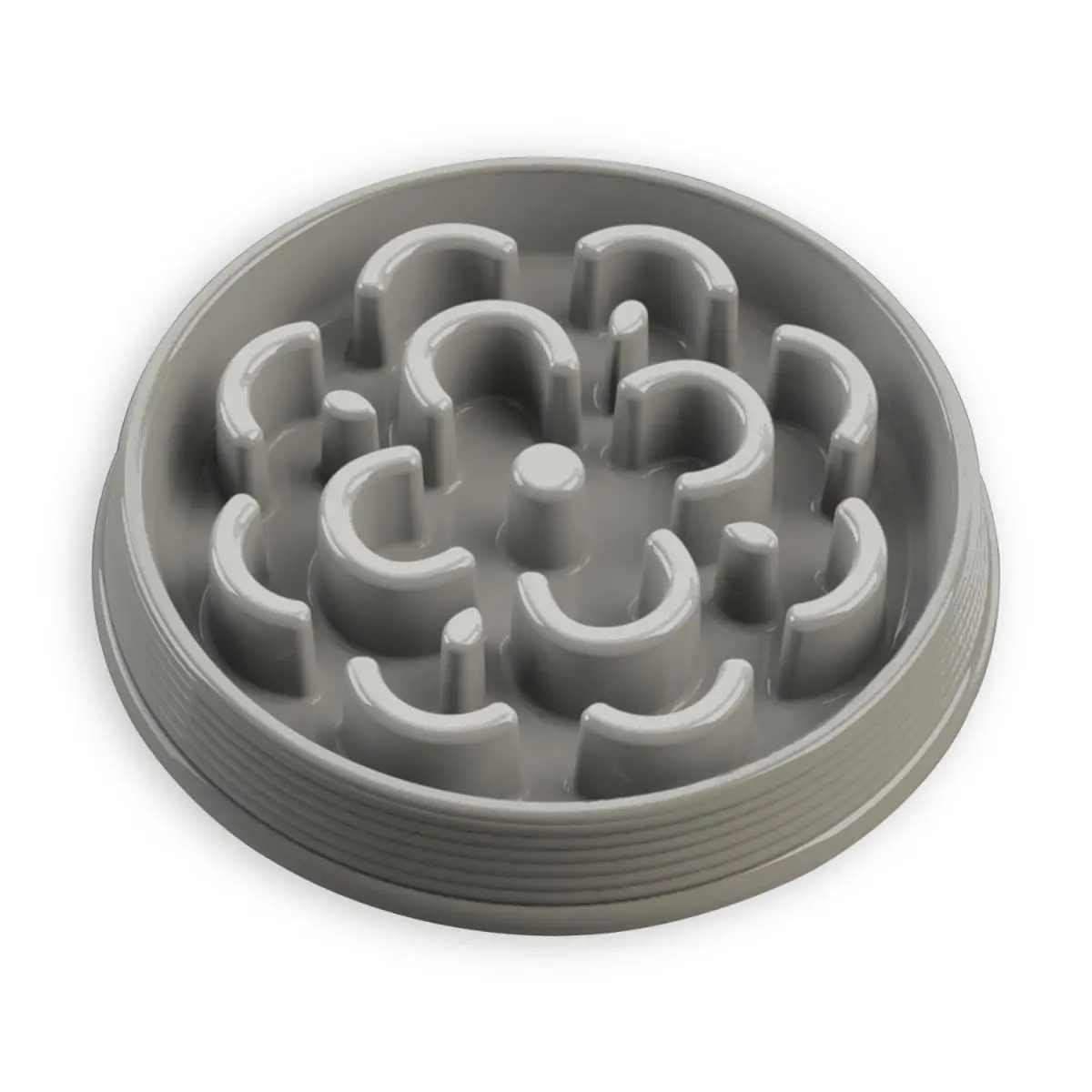 Tarhong Slow Chow Medallion Medium Feeder Bowl Set of 2 - Grey Polypropylene Buffalo Check Design, Non Skid Base Bowl/Dish for Dry or Wet Food, Prevents Bloat, Regurgitation and Obesity