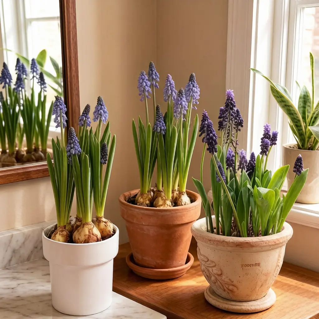 Compact Grape Hyacinth Bulbs, Novice Friendly Bulbs For Balcony Potted Decor