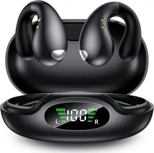 Open Ear Earbuds, Clip on Earbuds Bluetooth 6.1 Wireless Earbuds with LED Power Display 50H Playtime,Hi-Fi stereo sound;comfortable to wear and ideal for sport, exercise, fitness, outdoor activities, commuting and use in the office