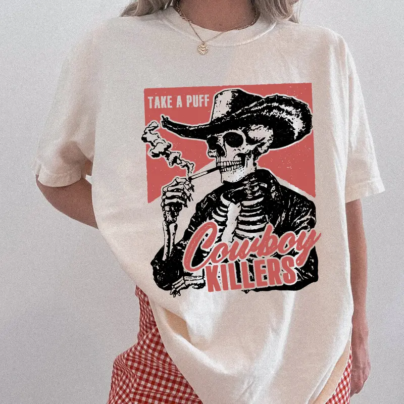 Cowboy Killers Vintage Shirt, Skull Cowboy Graphic Tee, Vintage Skeleton Cowboy T-Shirt, Retro Cowboy Skull Shirt, Wild West Humor Shirt, Gift for Men, Gift for Women