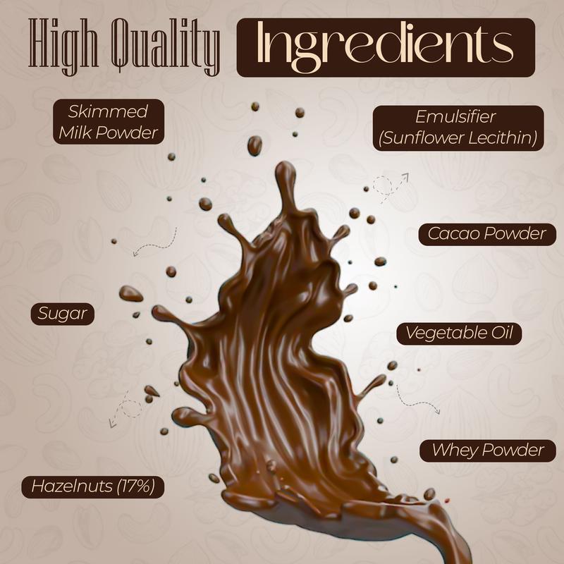 Filberts Premium Hazelnut Cream Chocolate Spread - Nutty Flavor, Healthier Option, Gluten-Free, Non-GMO, Halal & Kosher Certified, 400g Jar - Dip Creamy  Milk Natural