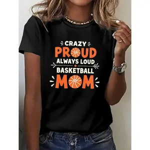 Casual Womens Basketball Mom T Shirt with Hoop Fever Design Loose Fit Short Sleeves Round Neck and All Season Comfort Medium Stretch